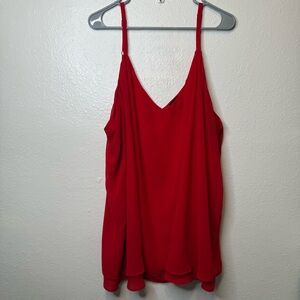 Torrid Sophie Red Spaghetti Strap Chiffon Layered V-Neck Cami Size 5 Flowy